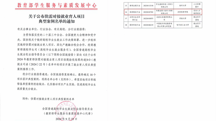 beat365供需对接就业育人项目入选教育部典型案例
